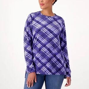 Denim & Co. Printed Velour Pullover with Hi-Low Hem